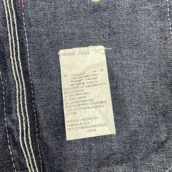 Dickies Jean Bib Overalls Farmer Denim Wide Leg Carpenter Workwear Mens 44x30 - Picture 5 of 11